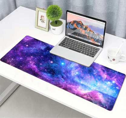 Large Mouse Pad, Desk Mat Computer Keyboard Pad Non-Slip Rubber Base Waterproof with Stitched Edges for Laptop Gaming, Office & Home 31.5 x 11.8 Inch (Galaxy Space) - color: Galaxy Space