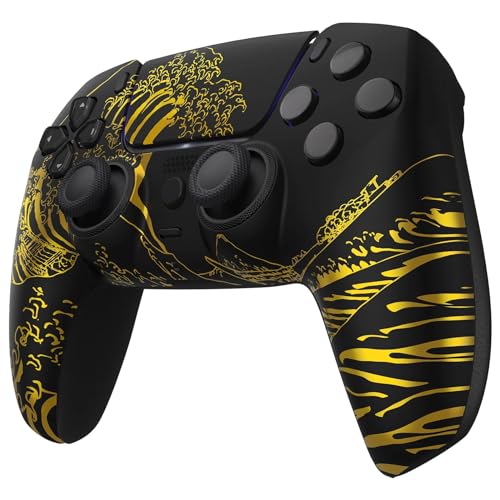 Custom Controllerzz Custom Wireless Controller Compatible with PS5 - Multiple Designs Available (Golden Waves) - color: Golden Waves