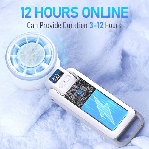PlayHot Upgraded Portable Handheld Fan with 60°F Ice Cooling, Up tp 12Hrs Personal Fans Portable Rechargeable, 5 Speed 25550RPM Powerful Portables Fan Handheld, Hand/Neck/Desk Fan 3 IN 1(White) - color: white