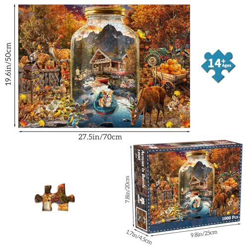 Puzzles for Adults 1000 Pieces, Jigsaw Puzzle for Adults, Fun Challenging Puzzle, Autumn Bottle Scene Puzzles Game, Interlock Perfectly No Dust, Gifts for Easter Mother’s Day - color: Bottle Scene