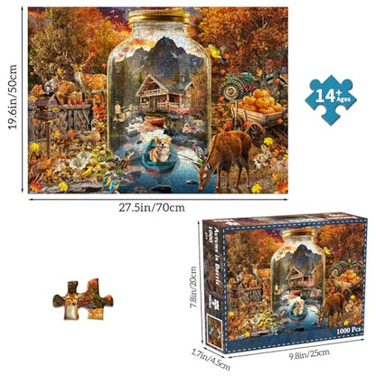 Puzzles for Adults 1000 Pieces, Jigsaw Puzzle for Adults, Fun Challenging Puzzle, Autumn Bottle Scene Puzzles Game, Interlock Perfectly No Dust, Gifts for Easter Mother’s Day - color: Bottle Scene
