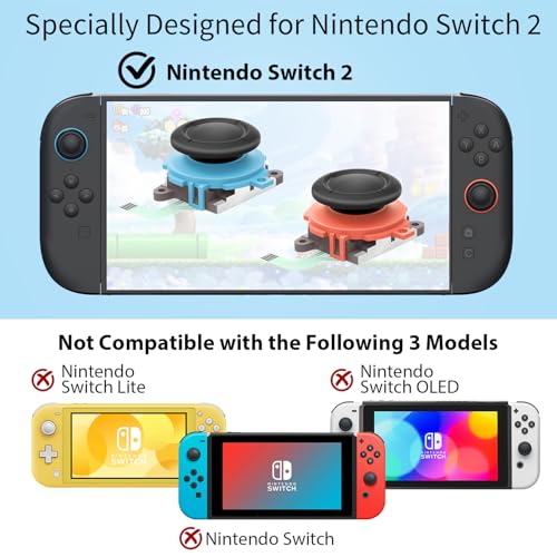 LONANDY Joycon Joystick Replacement for Nintendo Switch 2, Upgrade Anti-Drift Joy-Con 2 Joysticks Switch 2 Joycon Repair kit with Screwdrivers Thumb Grips, 2 Pack New Version