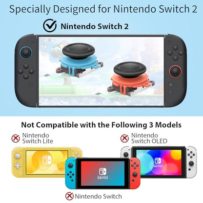LONANDY Joycon Joystick Replacement for Nintendo Switch 2, Upgrade Anti-Drift Joy-Con 2 Joysticks Switch 2 Joycon Repair kit with Screwdrivers Thumb Grips, 2 Pack New Version