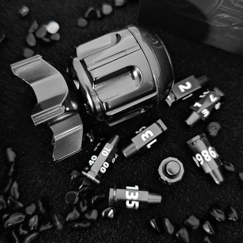 Roulette Dice Spinner for DND Dice Set, 7 Metallic Polyhedral D&D Dice with Gift Case for DND Game, RPG Role Playing Table Game Gifts (Black) - color: Black