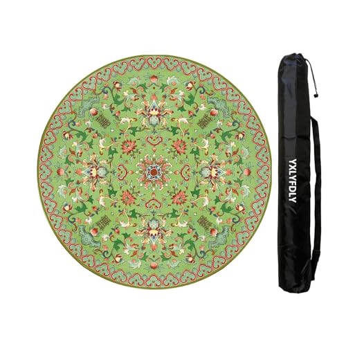 Round Mahjong Mat with Rubber Backing, Anti Slip and Noise Reduction Carpet and Floor Mat, Table Mat for Mahjong Poker Card Games(110cm/43.3in) - size: 110cm/43.3in
