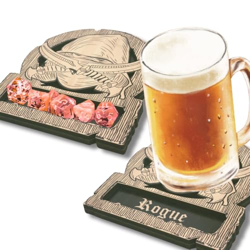 Dungeons and Dragons Dice Tray Coaster - DND Accessories - D&D Game Room Decor - Cute Wood Drink Coasters - Dungeons and Dragons Starter Set Gift - DND Miniatures Dice Tower - Set of 1 Rogue Class - color: Rogue