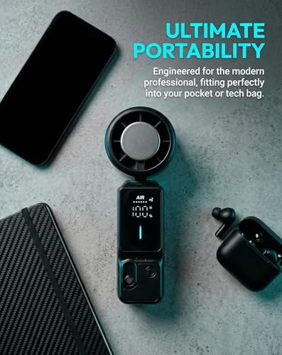 Portable Handheld Fan, 100-Speed Turbo Rechargeable Mini Fan | 3-in-1 Wearable Foldable Fan with Ice Compress Cooling. Ideal for Travel, Outdoor, Office. Compact & Long Battery Life. - color: Black