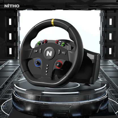 Nitho Drive Pro ONE V24 Racing Wheel with Pedals, 270° Gaming Steering Wheel Compatible with PC, PS4, Xbox One, Xbox Series X|S and Switch, Driving Simulator for Racing Games