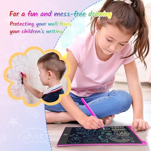 TECJOE 10 Inch 2 Pack LCD Writing Tablet, Colorful Doodle Board Drawing Tablet for Kids, Kids Travel Learning Toys Christmas Birthday Gifts for 3 4 5 6 7 8 Year Old Boys and Girls Toddlers - color: Dark Blue Magenta