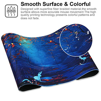 Large Gaming Mouse Pad with Stitched Edges,[27.5x11.8In] Extended Mouse Pad with Non-Slip Natural Rubber Base for Gamer/Desktop/Office/Home 70x30 Forest07 - color: 70x30 Forest07