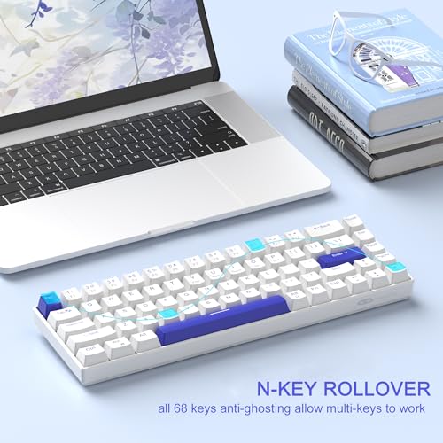 MageGee Portable 60% Mechanical Gaming Keyboard, RGB Backlit Compact 68 Keys Wired Mini Keyboard for Laptop PC Mac, Hot Swappable, Blue Whale Switch - White - color: Klein Blue/Blue Whale Switch
