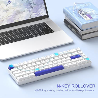 MageGee Portable 60% Mechanical Gaming Keyboard, RGB Backlit Compact 68 Keys Wired Mini Keyboard for Laptop PC Mac, Hot Swappable, Blue Whale Switch - White - color: Klein Blue/Blue Whale Switch