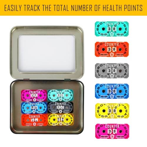 6Pcs MTG Life Counter Twin Digits with Metal Box, Tracker Life Counter for Board Games, Compatible with Magic Card Games Accessories RPG D&D CCG TCG Tabletop Board Games - color: C Color-6pcs