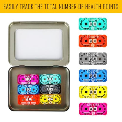 6Pcs MTG Life Counter Twin Digits with Metal Box, Tracker Life Counter for Board Games, Compatible with Magic Card Games Accessories RPG D&D CCG TCG Tabletop Board Games - color: C Color-6pcs