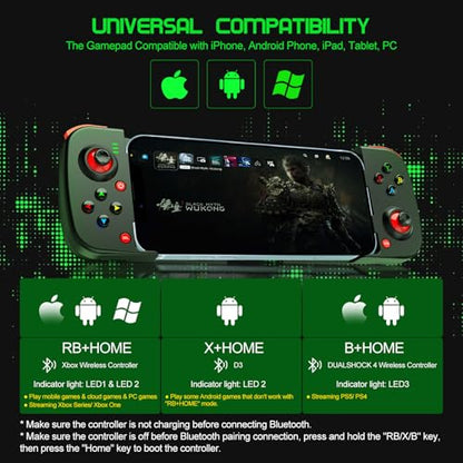 Joso Phone Controller for iPhone/Android Support Phone Case, Mobile Gaming Controller with Ergonomic Design - Wireless Gamepad for Cloud Gaming & PS Remote Play - color: Black