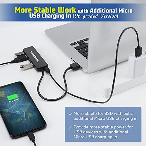 4-Port USB Hub 3.0, YaimhSound USB Splitter for Laptop, Keyboard and Mouse Adapter for Dell, Asus, HP, MacBook Air, Surface Pro, Acer, Xbox, Flash Drive, HDD, Console, Printer, Camera - size: 4 Port USB Hub