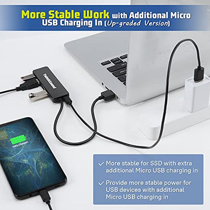 4-Port USB Hub 3.0, YaimhSound USB Splitter for Laptop, Keyboard and Mouse Adapter for Dell, Asus, HP, MacBook Air, Surface Pro, Acer, Xbox, Flash Drive, HDD, Console, Printer, Camera - size: 4 Port USB Hub