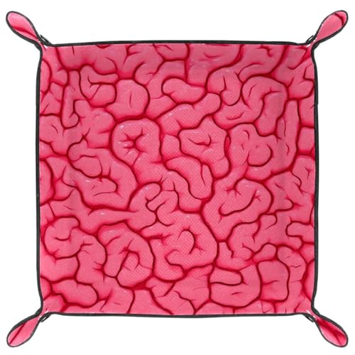 Dice Trays Brain Holder Storage Box for Dice Games Like RPG DND, Leather Dice Holder Portable Folding Rolling Dice Tray, 16x16cm - color: Multi 5