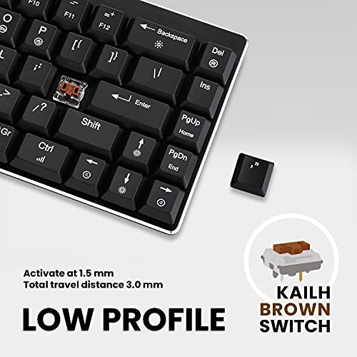 Perixx Micro USB PERIBOARD-428 Mini Mechanical Keyboard with Kailh Low Profile Brown Switch, RGB Backlighting, Black, US English Layout