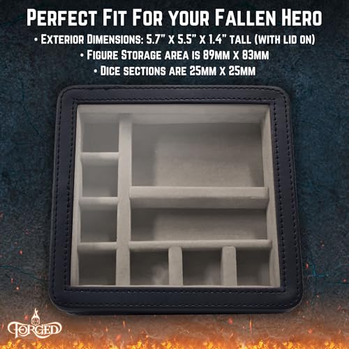 Forged Dice Co. RPG Character Shrine Display Case for Dice and DND Miniatures - Includes Travel Dice Tray and Display Lid - Compatible with Dungeons and Dragons Dice and Miniatures - Gray - color: Grey