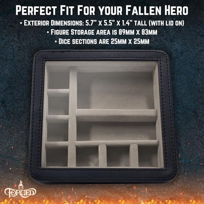 Forged Dice Co. RPG Character Shrine Display Case for Dice and DND Miniatures - Includes Travel Dice Tray and Display Lid - Compatible with Dungeons and Dragons Dice and Miniatures - Gray - color: Grey