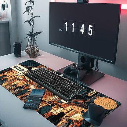 Japanese Street Gaming Mouse Pad Large,Anime Mouse Pad Gaming Mouse Mat Desk Pad,31.5 x 11.8 Desk Mat Anime Mouse Pads for Desk,Extended Keyboard Mousepad with Non-Slip Base and Stitched Edge - color: Japanese Street