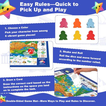 Interactive 290 Card Game for Kids Fun Family Games 2-12 Players | Double-Sided Board Adult Games for Game Night Party Gift Dinner Classroom Travel Games for Kids Ages 6+ Quick-Playing