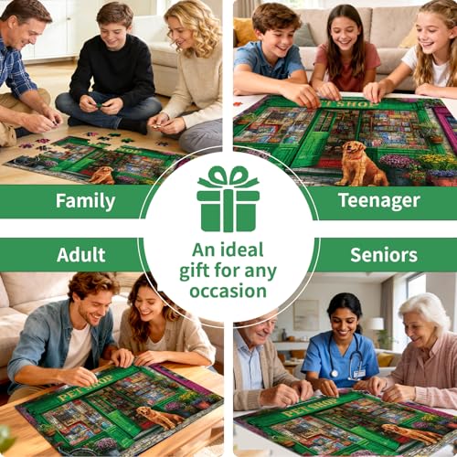 500 Piece Dog Puzzle for Adults – Pet Shop Jigsaw Puzzle 500 Pieces for Adults Seniors – Eco-Friendly Recycled Paper – Fun & Challenging Family Game Gift for Friends and Family (20.5 x 15 in) - style: Pet Shop