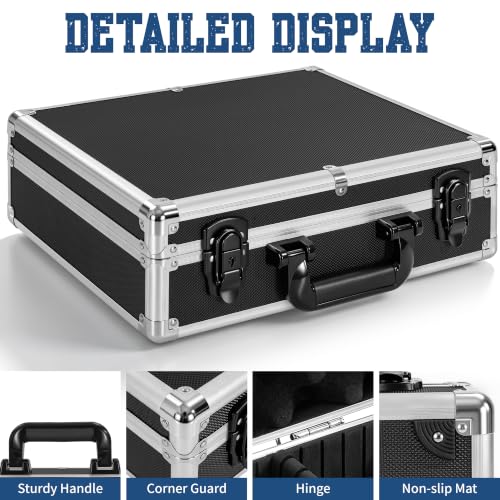 Aluminum Storage Case with Adjustable Dividers, Multi-Function Lockable Storage Carrying Case for Graded Card, Barber Tools, Makeup Tools, etc (Large) ﻿ - size: L 15'' X W 13' X H 5''