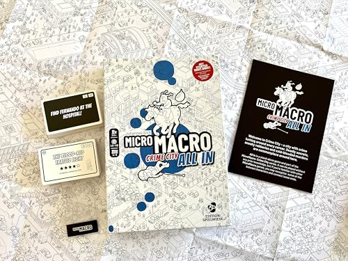 MicroMacro: Crime City - All in | Murder Mystery and Detective Game | 16 Search and Find Detective Cases | Cooperative Board Games for Teens and Adults | Ages 12+ | 1-4 Players | 15-45 min