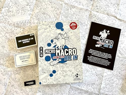 MicroMacro: Crime City - All in | Murder Mystery and Detective Game | 16 Search and Find Detective Cases | Cooperative Board Games for Teens and Adults | Ages 12+ | 1-4 Players | 15-45 min