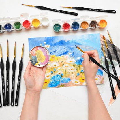 Paint Brushes Set Art Supplies, 11 PCS Miniature Paint Brushes for Acrylic Painting with Triangular Handles, Artist Brushes for Oil, Face Ceramics Model Detailing Watercolor Art Drawing Black