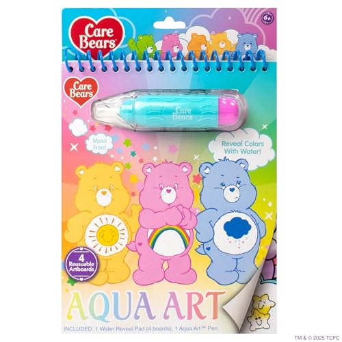 Care Bears Aqua Art, Paint with Water Books for Kids, Reusable Water-Reveal Activity, Mess Free Coloring for Toddlers, Fun Toddler Toys, Road Trip Activities for Kids, Airplane Toys for Toddlers 1-3 - style: Care Bears