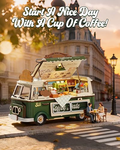 Rowood 3D Puzzles for Adults,DIY Craft Kits for Women,Wooden Model Kits to Build,Home Decor Collection,Birthday Leo's Coffee Truck