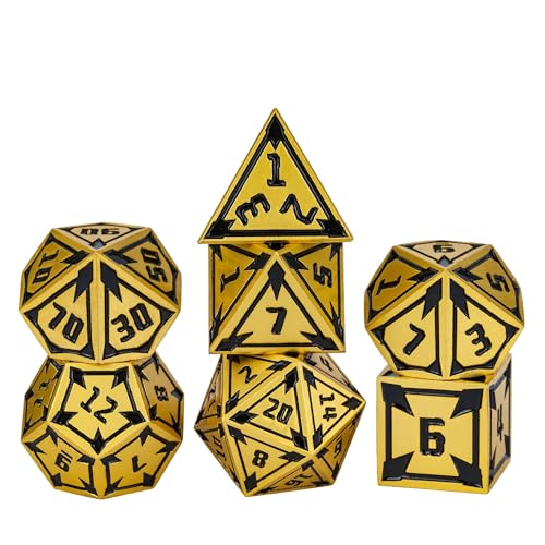 UDIXI Metal Dice Set D&D RPG DND Dice Set for Role Playing Games (Gold) | 7-Pieces, Lozenge Pattern, Zinc Alloy Material, Gorgeous Gift Case, DM Gift, for Dungeons and Dragons Role Playing Games - color: Gold