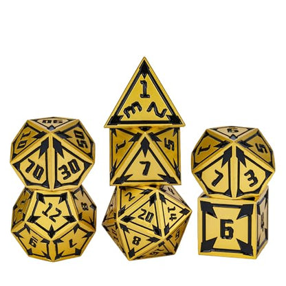 UDIXI Metal Dice Set D&D RPG DND Dice Set for Role Playing Games (Gold) | 7-Pieces, Lozenge Pattern, Zinc Alloy Material, Gorgeous Gift Case, DM Gift, for Dungeons and Dragons Role Playing Games - color: Gold
