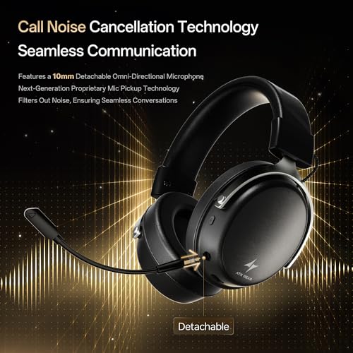 ATK N9 Gaming Headset for Xbox Series X|S, PS5, PC & Switch, Stereo Gaming Headphones with Detachable Noise-Canceling Mic,3.5MM Wired/2.4G/Bluetooth (N9 Pro/Black)