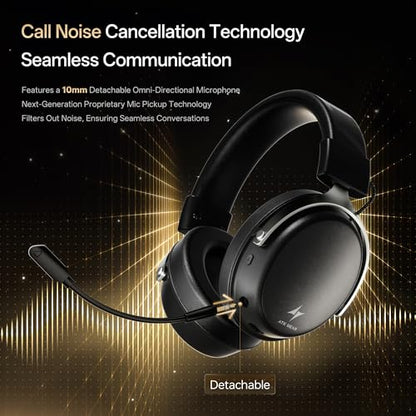 ATK N9 Gaming Headset for Xbox Series X|S, PS5, PC & Switch, Stereo Gaming Headphones with Detachable Noise-Canceling Mic,3.5MM Wired/2.4G/Bluetooth (N9 Pro/Black)