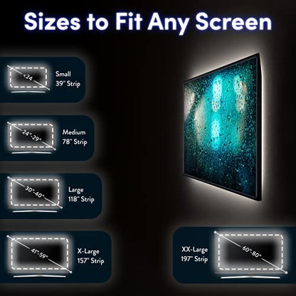 LED Lights for TV Backlight - Luminoodle, USB Powered TV LED Light Strip w/ Bias Ambient Lighting for Home Theater - True White - Size (24"-29” TV) - size: White: Medium (24-29 in TV)
