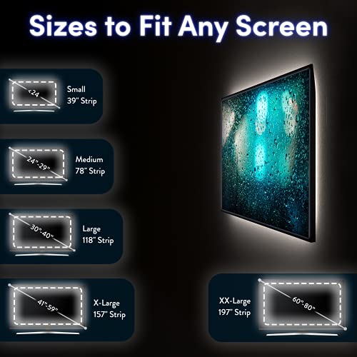 LED Lights for TV Backlight, USB Powered TV LED Light Strip W/Bias Ambient Lighting for Home Theater, True White, Size (30"-40” TV) - size: White: Large (30-40 in TV)