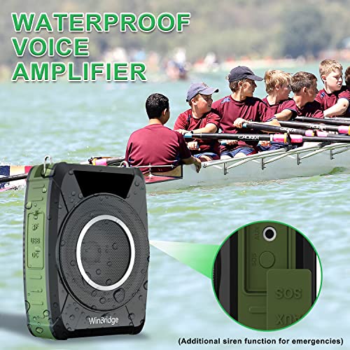 Waterproof Voice Amplifier with Wireless Microphone Headset M801 20W | Microphone with Speaker Portable Megaphone with Mic, Bluetooth Personal PA System for Teachers, Tour Guide, Singing, Elderly - color: black