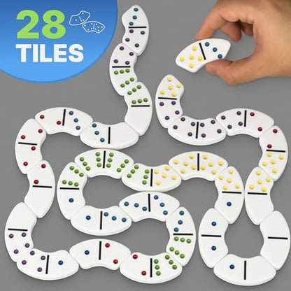 Queensell Loomino - Curved Dominoes Set for Kids and Adults — New Generation Dominoes for Family Game Night — Family Board Games for Kids and Adults - size: Loomino Double 6