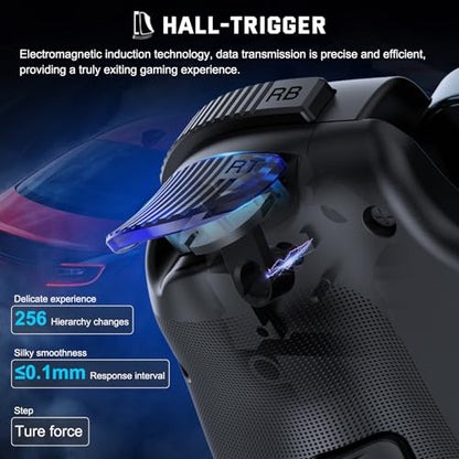 Koiiko Mobile Cloud Gaming Controller for iPhone 16/15/14, iPad, Tablet, Android/PC/Switch1/2 Gamepad Joystick with Turbo, Streaming on PS/Xbox/PC, Hall Trigger Black - color: black