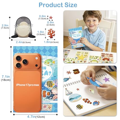 Dizdkizd Ocean Stickers for Kids, Make a Face Sea Animal Sticker Sheets with 10 Faces and 1 Scene Card, Under The Sea Party Favors, Fun Crafts Activities and Classroom Rewards - style: Marine