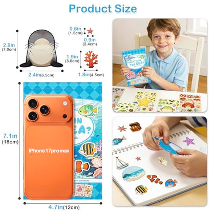 Dizdkizd Ocean Stickers for Kids, Make a Face Sea Animal Sticker Sheets with 10 Faces and 1 Scene Card, Under The Sea Party Favors, Fun Crafts Activities and Classroom Rewards - style: Marine
