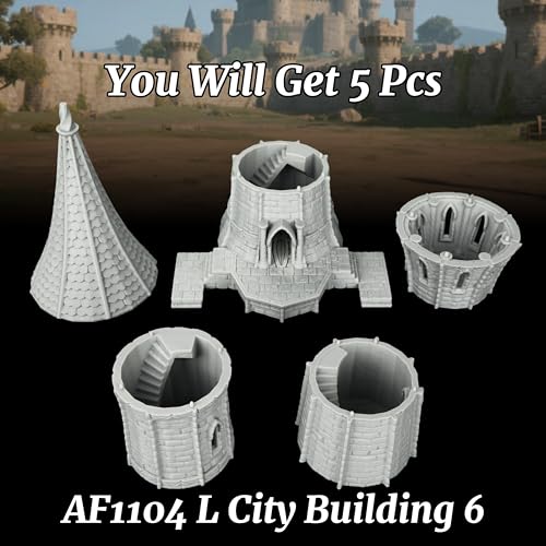 Gothic Watchtower DND Terrain - 25mm Scale Unpainted TTRPG Buildings,Stone Spire Scenery for Dungeons and Dragons, Warhammer, Trench Crusade & Wargame - City Building 6 (AF1104 L) - color: Af1104 L City Building 6