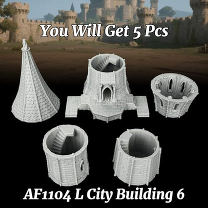 Gothic Watchtower DND Terrain - 25mm Scale Unpainted TTRPG Buildings,Stone Spire Scenery for Dungeons and Dragons, Warhammer, Trench Crusade & Wargame - City Building 6 (AF1104 L) - color: Af1104 L City Building 6