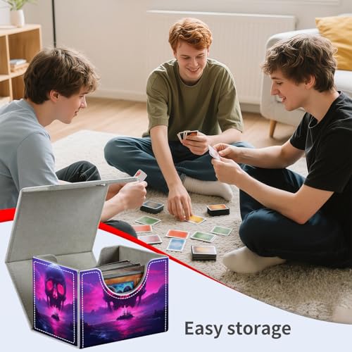 Giant Skull Island for MTG Deck Box, 100+ Double Sleeved Card Storage Case, PU Leather Commander Deck Case for TCG Magic Yugioh, Magnetic Closure - color: Giant Skull Island