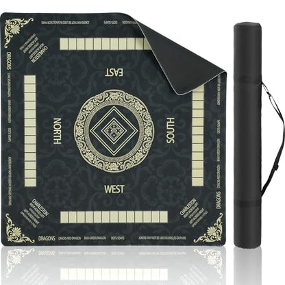 Thick Mahjong Mat 32.68"x32.68",Noise-Reducing Anti-Slip & Durable Table Cover with Carrying Bag for Mahjong, Poker, Card Games, Board Games, Dominoes - Black - color: Black