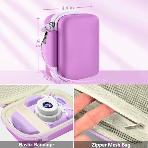Leayjeen Kids Camera Case for Goopow/Mgaolo Kids Camera-Purple | Fits CIMELR/Seckton/OZMI Kids Toy Cameras and Children Digital Camera,Shockproof Water-Resistant Hard EVA Shell(Case Only) - color: Purple